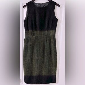 Lafayette 148 Wool Blend Tweed Brown and Green Ombré Dress